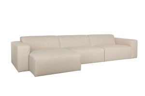 Canapea cu colt bej nisipiu din textil pentru 4.5 persoane Milka Left Zuiver