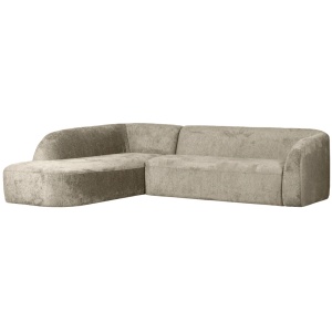 Canapea cu colt crem din catifea 274 cm Sloping Left Woood