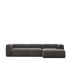 Canapea cu colt din textil gri pentru 4 persoane Blok FR Right Kave Home