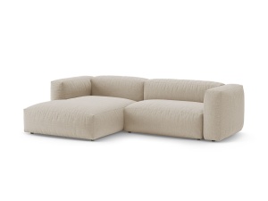 Canapea cu colt extensibila bej deschis din textil pentru 4 persoane Martina Left Micadoni