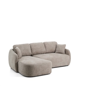 Canapea cu colt extensibila grej din textil pentru 3 persoane Laira Left Kave Home