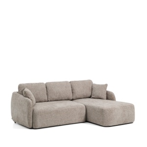 Canapea cu colt extensibila grej din textil pentru 3 persoane Laira Right Kave Home
