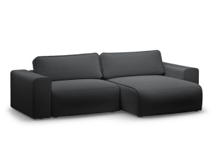 Canapea cu colt extensibila gri antracit din textil pentru 3 persoane Victor Right Micadoni