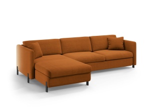 Canapea cu colt extensibila maro caramiziu din textil pentru 5 persoane Gloria Left Micadoni