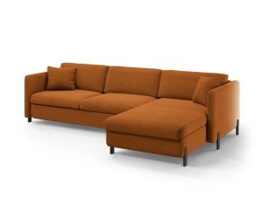 Canapea cu colt extensibila maro caramiziu din textil pentru 5 persoane Gloria Right Micadoni