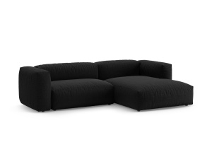 Canapea cu colt extensibila neagra din textil pentru 4 persoane Martina Right Micadoni