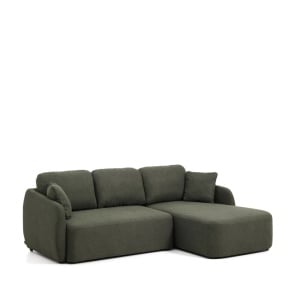Canapea cu colt extensibila verde din textil pentru 3 persoane Laira Right Kave Home