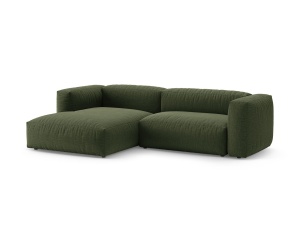 Canapea cu colt extensibila verde din textil pentru 4 persoane Martina Left Micadoni