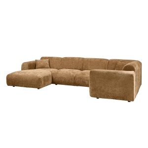 Canapea cu colt galben miere din textil 345 cm Cloud Right Chenille Woood