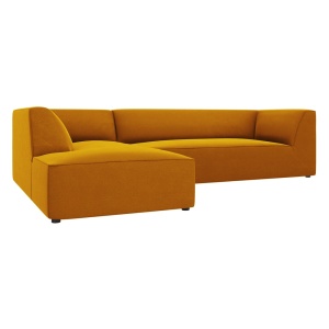 Canapea cu colt galbena din catifea pentru 4 persoane Ruby M Left Micadoni
