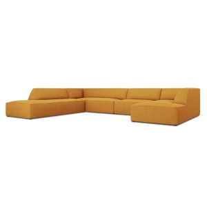 Canapea cu colt galbena din textil pentru 7 persoane Ruby Left Micadoni