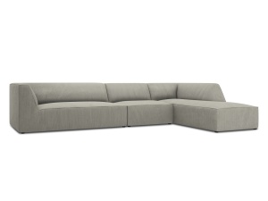Canapea cu colt gei deschis din textil pentru 5 persoane Ruby Right Corduroy Micadoni