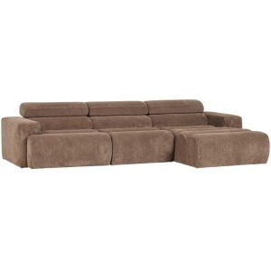 Canapea cu colt grej din textil 300 cm Novi Rib Right Woood