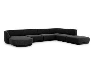Canapea cu colt gri antracit din textil pentru 6 persoane Miley Eden Chenille Panoramic Right Micadoni