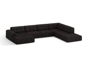 Canapea cu colt gri antracit din textil pentru 7 persoane Jennifer Panoramic Chenille Right Micadoni
