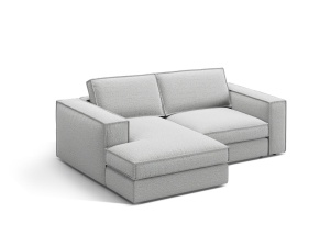 Canapea cu colt gri deschis din textil pentru 2 persoane Pola Left Micadoni