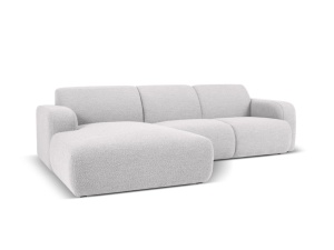 Canapea cu colt gri deschis din textil pentru 4 persoane Molino Boucle Left Micadoni