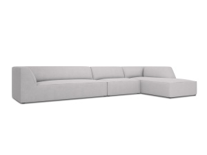 Canapea cu colt gri deschis din textil pentru 5 persoane Ruby Right Micadoni