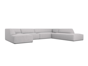 Canapea cu colt gri deschis din textil pentru 7 persoane Ruby Right Micadoni
