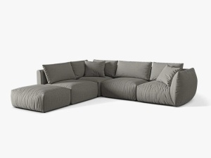 Canapea cu colt gri din textil pentru 4 persoane Chris Left Micadoni