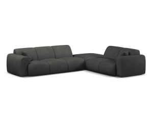 Canapea cu colt gri inchis din textil pentru 6 persoane Molino Chenile Right Micadoni