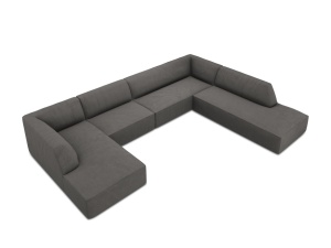 Canapea cu colt gri inchis din textil pentru 7 persoane Ruby Corduroy Right Micadoni
