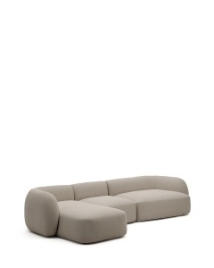 Canapea cu colt gri piatra din textil pentru 4 persoane Martina Chenille Left Kave Home