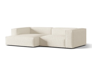 Canapea cu colt ivorie din textil pentru 4 persoane Nuria Left Boucle Micadoni