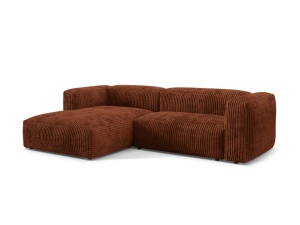 Canapea cu colt maro caramiziu din textil pentru 2 persoane Martina Tilia Corduroy Left Micadoni