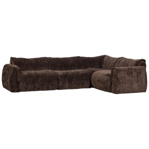 Canapea cu colt maro inchis din textil 301 cm Baggy 3D Chenille Right Woood