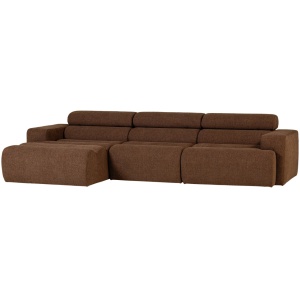 Canapea cu colt maro mocha din textil 300 cm Novi Boucle Left Woood