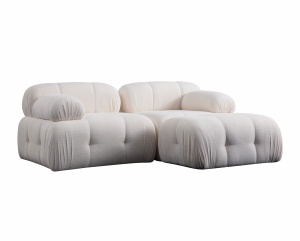 Canapea cu colt modulara alba din textil 190 cm Petite The Home Collection