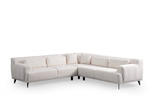 Canapea cu colt modulara alba din textil 275 cm Jaguar Corner The Home Collection