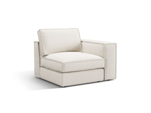 Canapea cu colt modulara alba din textil pentru 1 persoana Pola Right Micadoni