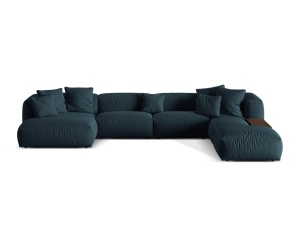 Canapea cu colt modulara albastra din textil pentru 5 persoane Martina Right Micadoni