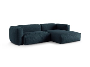 Canapea cu colt modulara albastru jeans din textil pentru 2 persoane Martina Boston Right Micadoni
