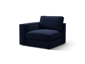 Canapea cu colt modulara albastru royal din catifea pentru 1 persoana Pola Left Micadoni