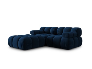 Canapea cu colt modulara albastru royal din catifea pentru 3 persoane Bellis Left Micadoni