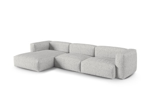 Canapea cu colt modulara argintie din textil pentru 3 persoane Martina Boucle XL Left Micadoni