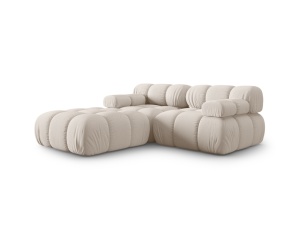 Canapea cu colt modulara bej deschis din textil pentru 3 persoane Bellis Left 3D Micadoni