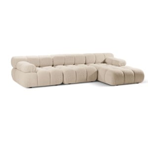 Canapea cu colt modulara bej deschis din textil pentru 4 persoane Bellis Boucle Right Micadoni