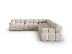 Canapea cu colt modulara bej deschis din textil pentru 5 persoane Bellis 3D Micadoni