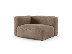 Canapea cu colt modulara bej inchis din catifea pentru 1 persoana Martina Left 120 XL Micadoni