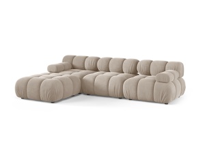 Canapea cu colt modulara bej inchis din catifea pentru 4 persoane Bellis Bluvel Left Micadoni