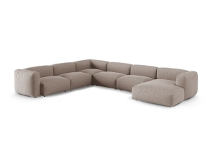 Canapea cu colt modulara bej inchis din textil pentru 6 persoane Martina Boston Left XL Micadoni