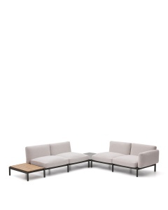 Canapea cu colt modulara exterior bej din textil pentru 4 persoane Sorells Kave Home