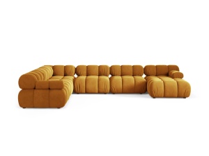 Canapea cu colt modulara galbena din catifea pentru 8 persoane Bellis Panoramic Left Micadoni