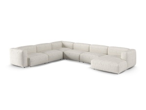 Canapea cu colt modulara gri/bej din textil pentru 6 persoane Martina Monet Boucle Left XL Micadoni