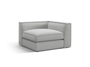 Canapea cu colt modulara gri deschis din textil pentru 1 persoana Pola Corner Micadoni