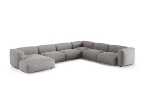 Canapea cu colt modulara gri deschis din textil pentru 6 persoane Martina Boston Right XL Micadoni